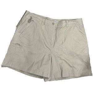 LL Bean Size 18 Regular Shorts Tan Beige Cargo Rise Pockets 0CAG7